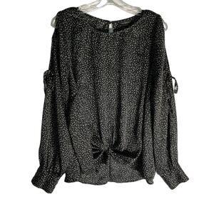 Lane Bryant Black And White Cold Shoulder Long Sleeve Shirt Blouse SZ 20‎